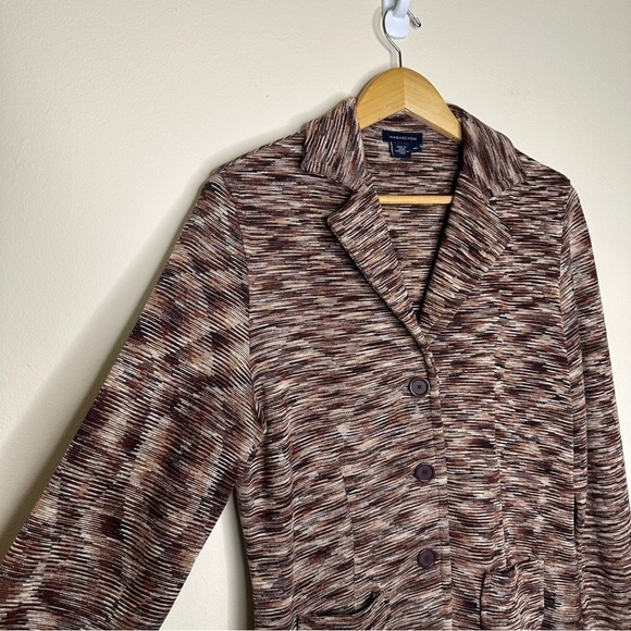 Magaschoni 100% Silk Heavyweight Knit Blazer in Space Dye Neutral Size XL - Picture 4 of 9